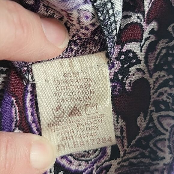 Mystree patchwork print with black lace womens peasant blouse Size S NWT - Picture 13 of 15